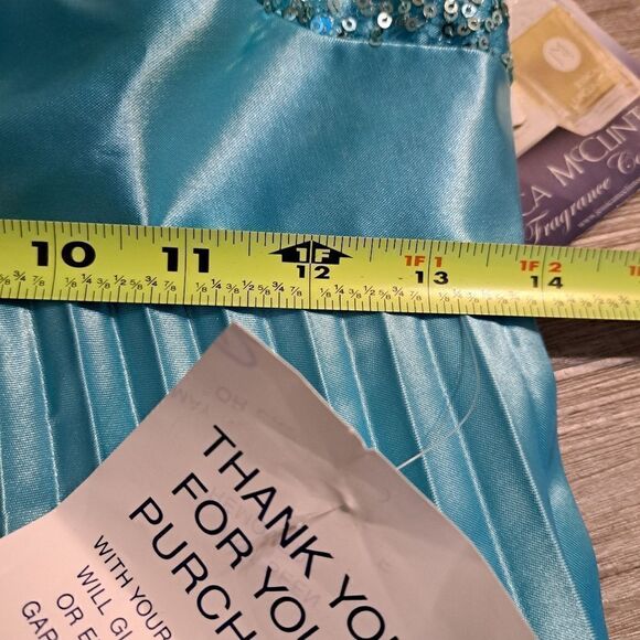Vintage Jessica McClintock For Gunne Sax Pleated Sequins Cocktail Turquoise S 7 - Picture 8 of 13